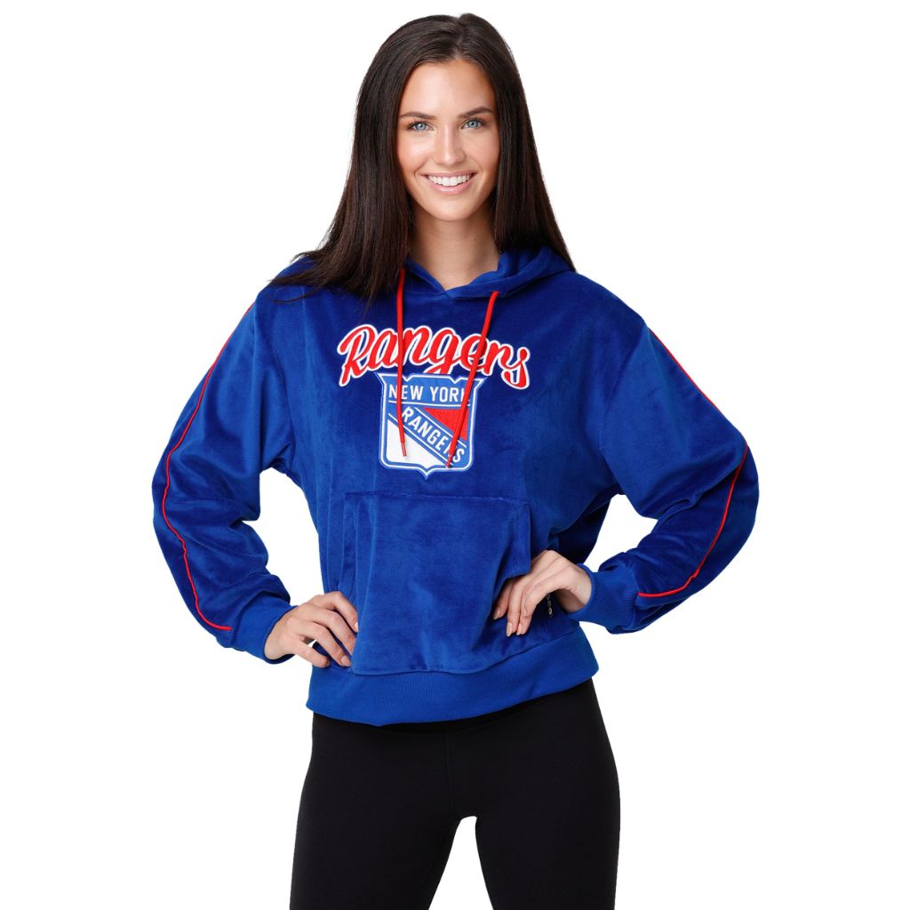 FOCO New York Rangers NHL Womens Velour Hooded Sweatshirt - S