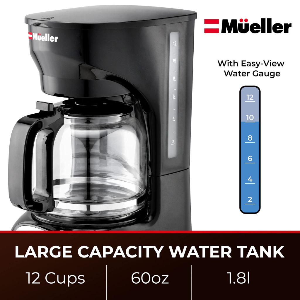 Mueller 12-Cup Drip Coffee Maker, Black