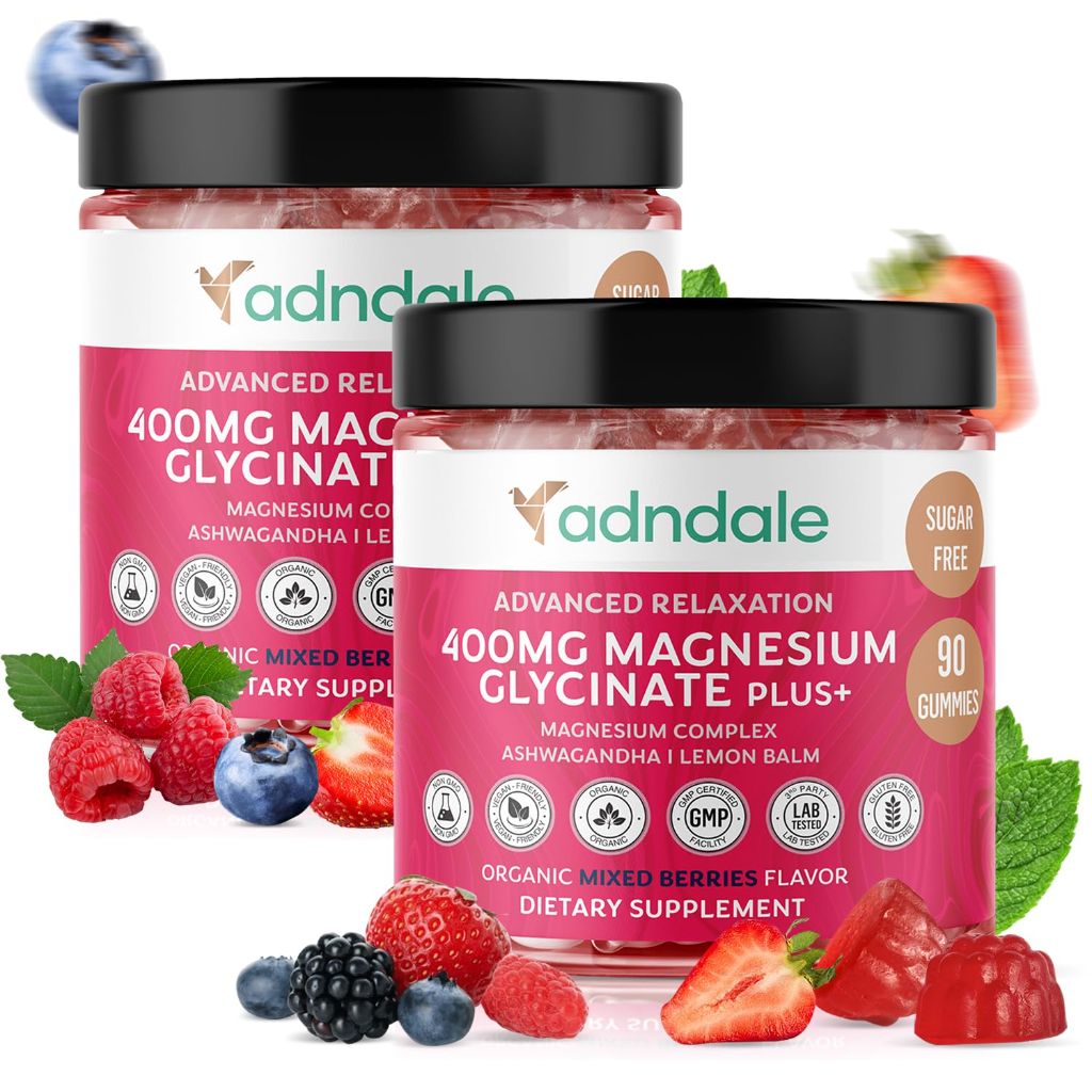 Adndale 400 mg Magnesium Glycinate + Gummies, 180 ct