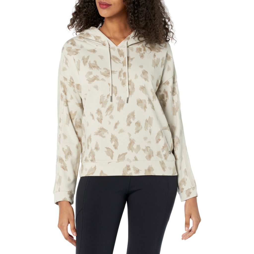 Andrew Marc Sport Women's Long Sleeve Fashion Hoodie, Twine Leopard, X-Large