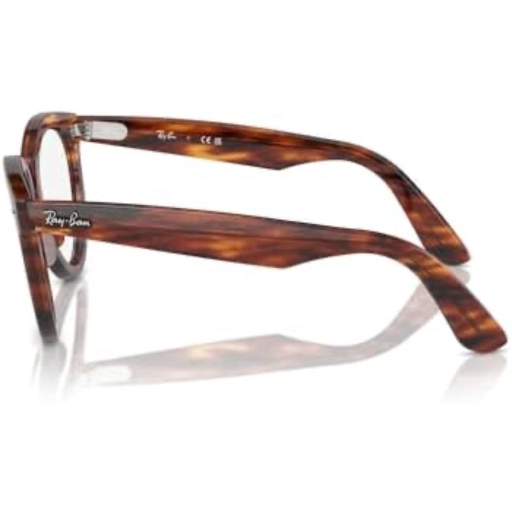 Ray-Ban Men's Rx2241v Wayfarer Round Prescription Eyewear Frames, 54mm - Striped Havana Brown