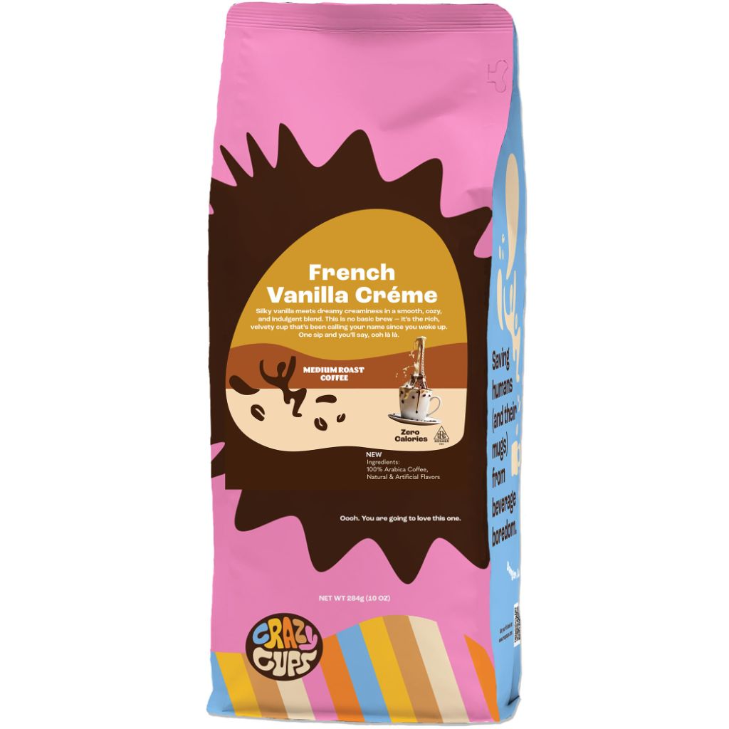Crazy Cups Flavored Ground Coffee, French Vanilla Creme, 10 oz Bag