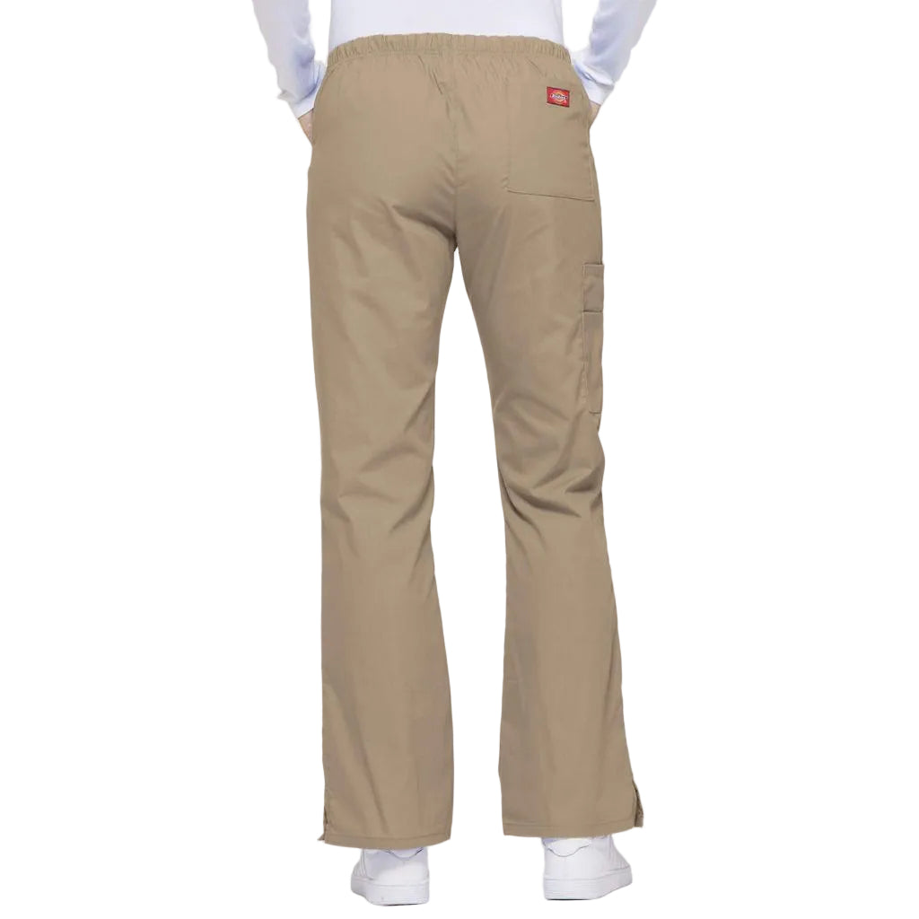 Dickies Womens Signature Mid Rise Drawstring Cargo Medical Scrubs Pants, Dark Khaki, 3X-Large Plus