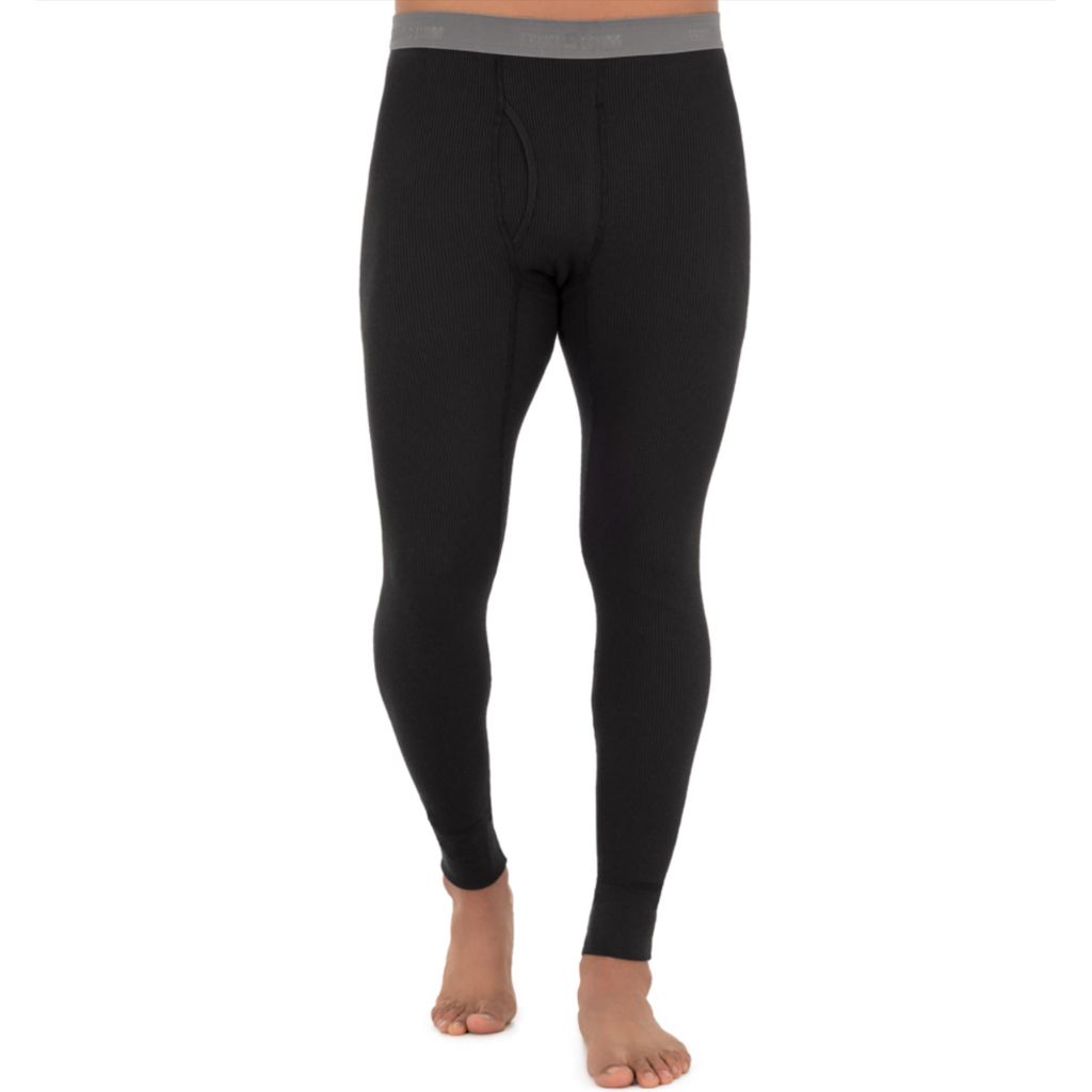 SZ L, Fruit of The Loom Men's 2-Pack Recycled Waffle Thermal Underwear Bottom, Black/Navy