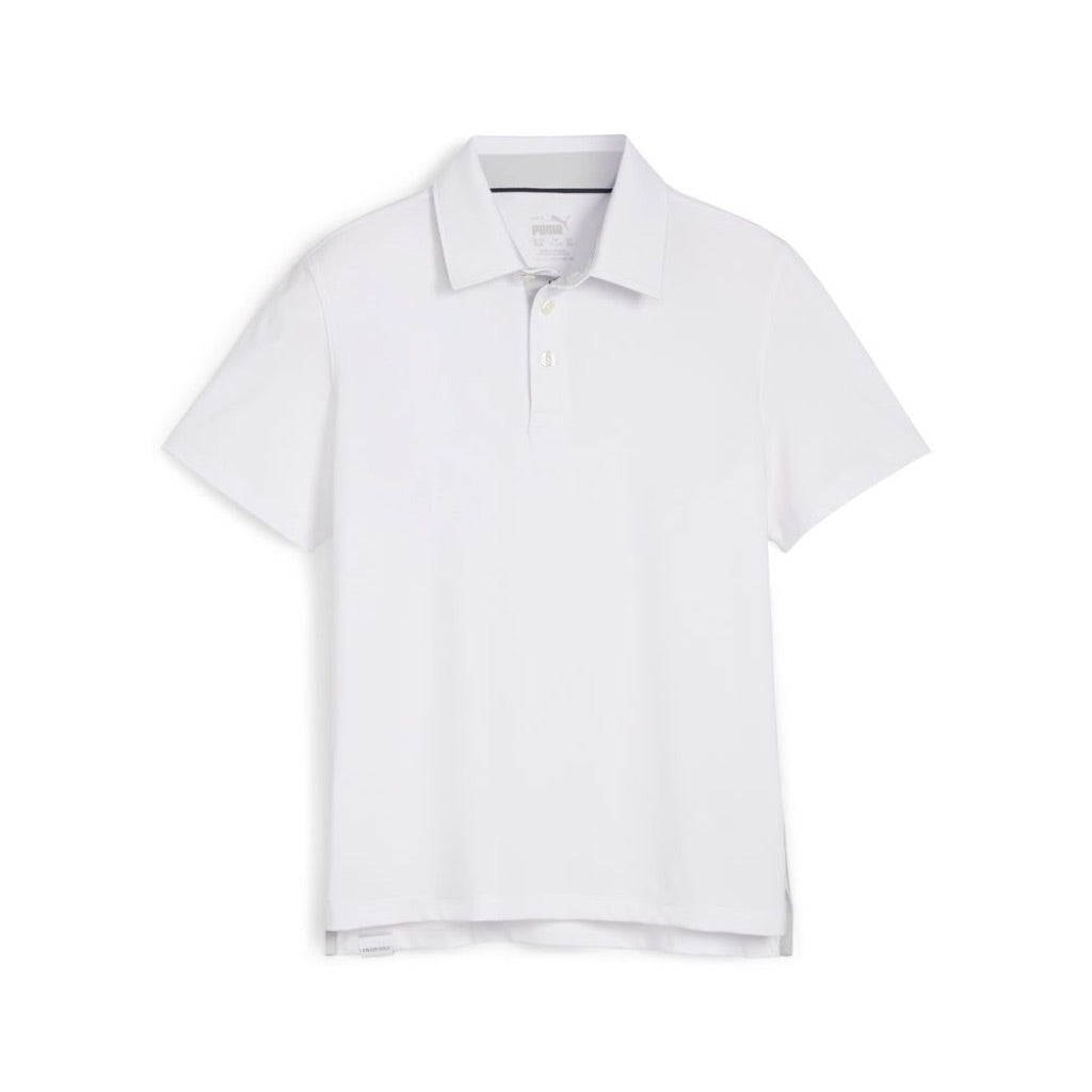 Puma Golf Boys MATTR Brigade Polo, White Glow/Ash Gray - Size Medium
