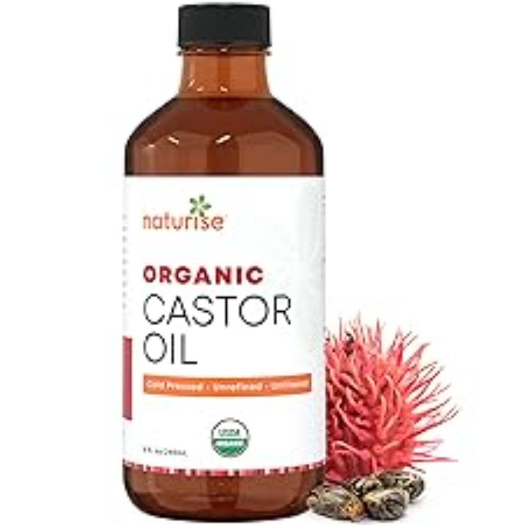 Naturise Organic Castor Oil Unrefined Unfiltered 100% Pure Cold Pressed - 8 fl. oz.