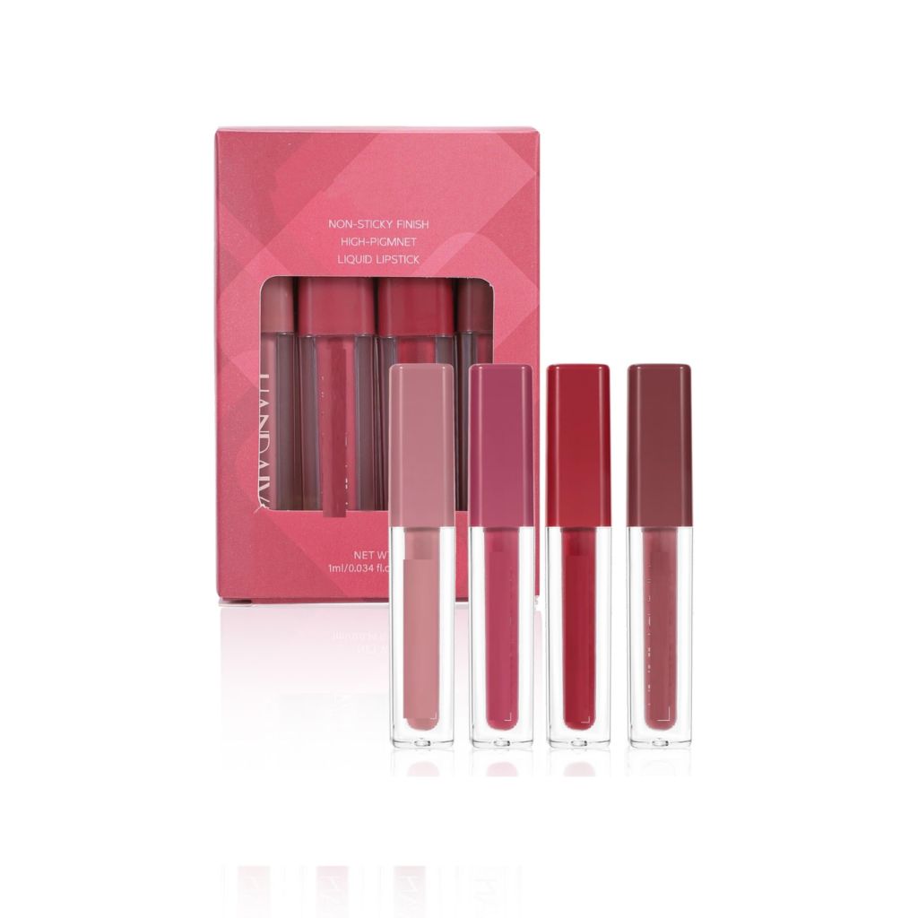 MAEPEOR Matte Liquid Lipstick Set 4PCS High Pigmented Velvety Lipstick Kit Waterproof Smudge Proof Lip Gloss (Set 402)