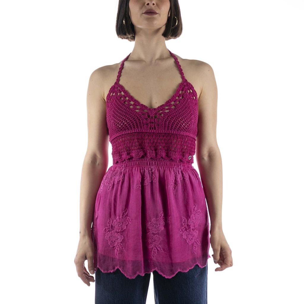 Guess Women's Sleeveless Hailey Top, Purple Dragon fruit, SZ L
