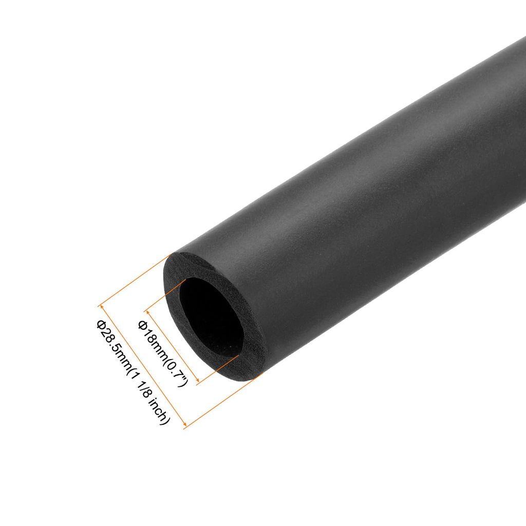 Uxcell 2pcs 3.3ft Pipe Insulation Tube 18mm ID 1 1/8 inch(28.5mm) OD Foam Tubing for Handle Grip Support, Black