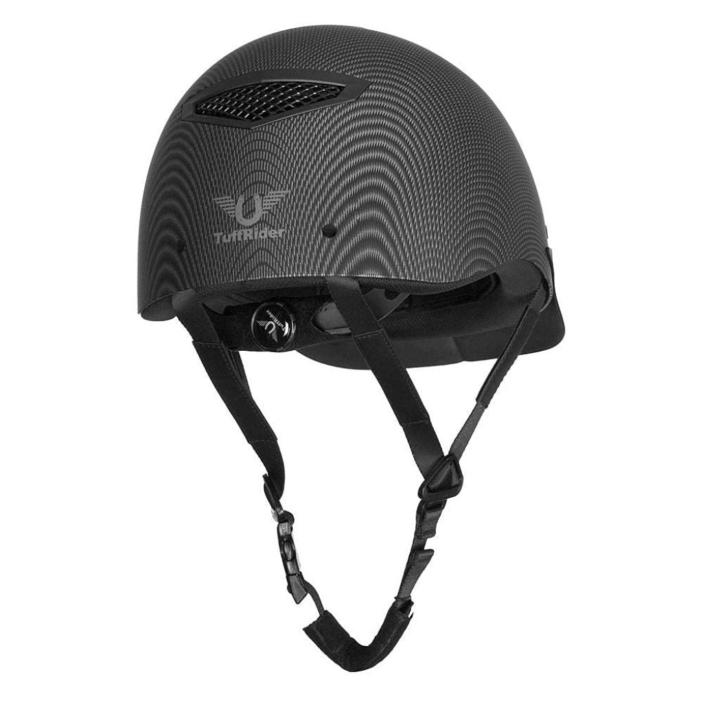 TuffRider Starter Carbon Fiber Print Horse Riding Helmet | Comfortable ABS SEI-Certified Protective Equestrian Head Gear-Black-Small