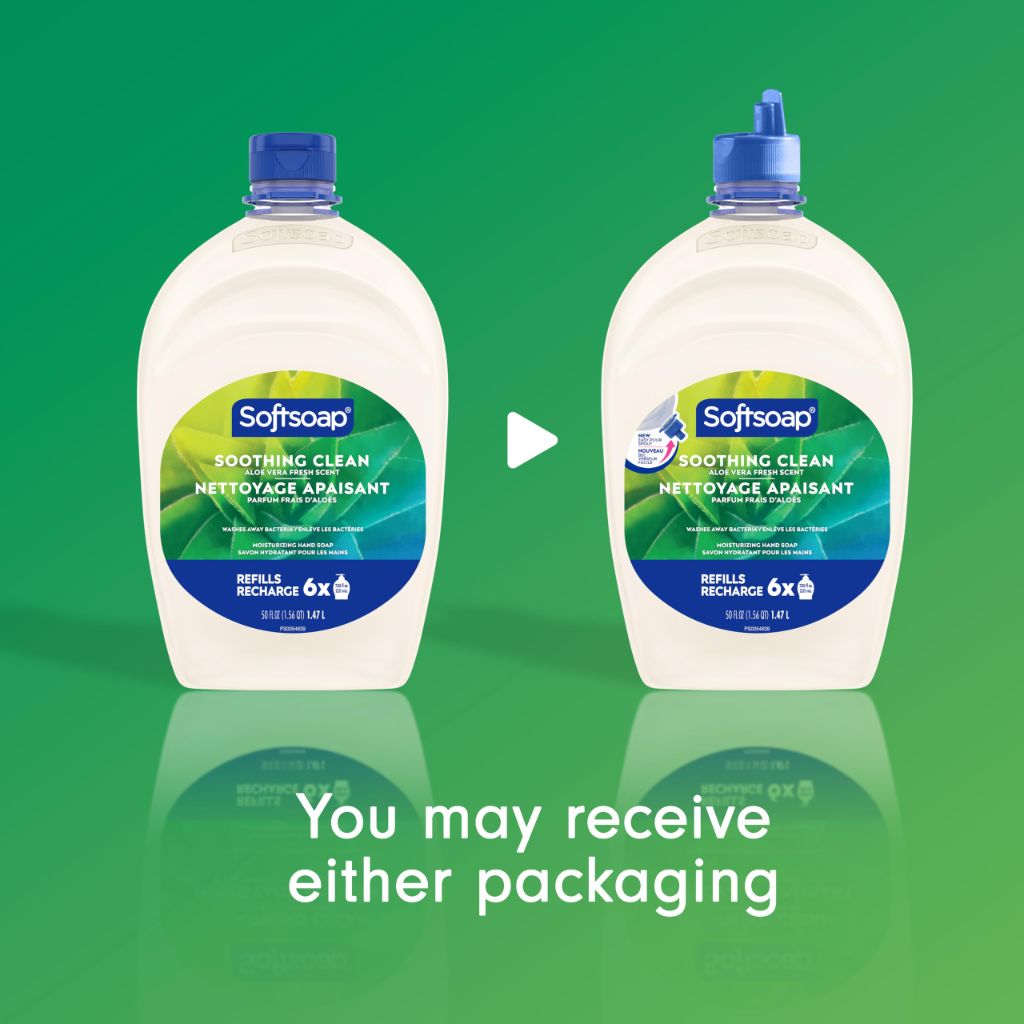 Softsoap Soothing Clean Liquid Hand Soap with New Easy Pour Spout | Aloe Vera Fresh Scent, 50 fl oz