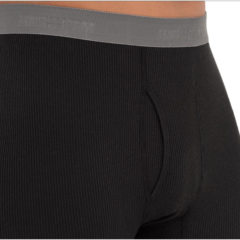 SZ L, Fruit of The Loom Men's 2-Pack Recycled Waffle Thermal Underwear Bottom, Black/Navy