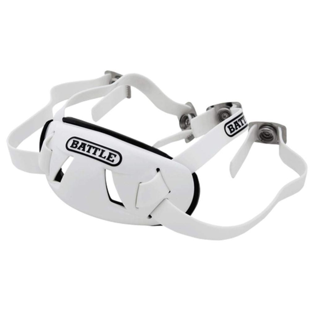 Battle Sports Shell Football Chin Strap - Durable Shell Provides Maximum Protection, Football Helmet Chin Strap with Reinforced Adjustable Strap for Fit - Youth, White