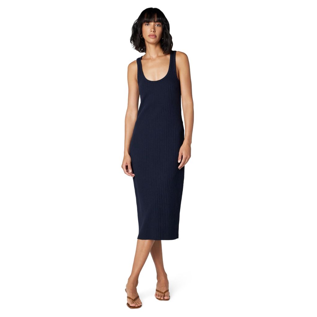 Vince Women's Rib Scoop Neck Dress, Coastal, X-Large