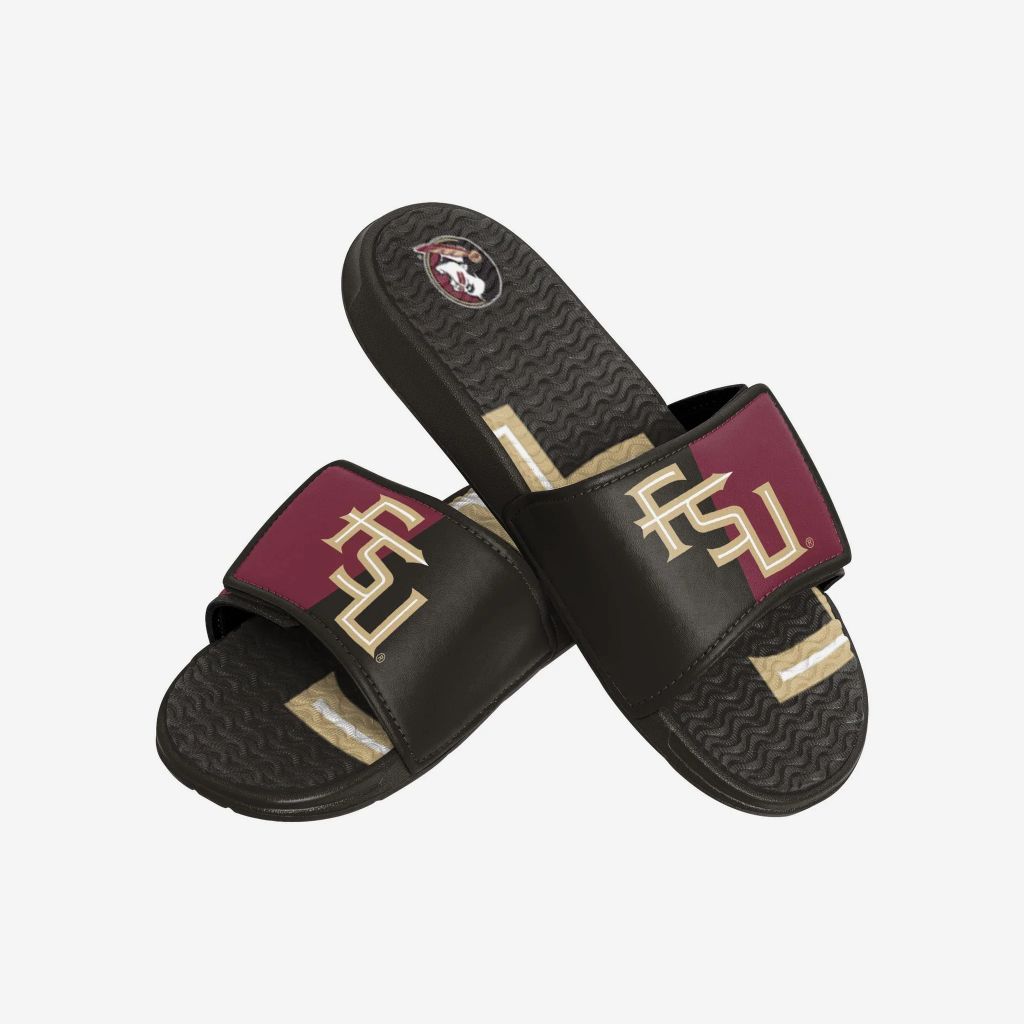 SZ L, FOCO Florida State Seminoles NCAA Men's Color block Big Logo Gel Slide