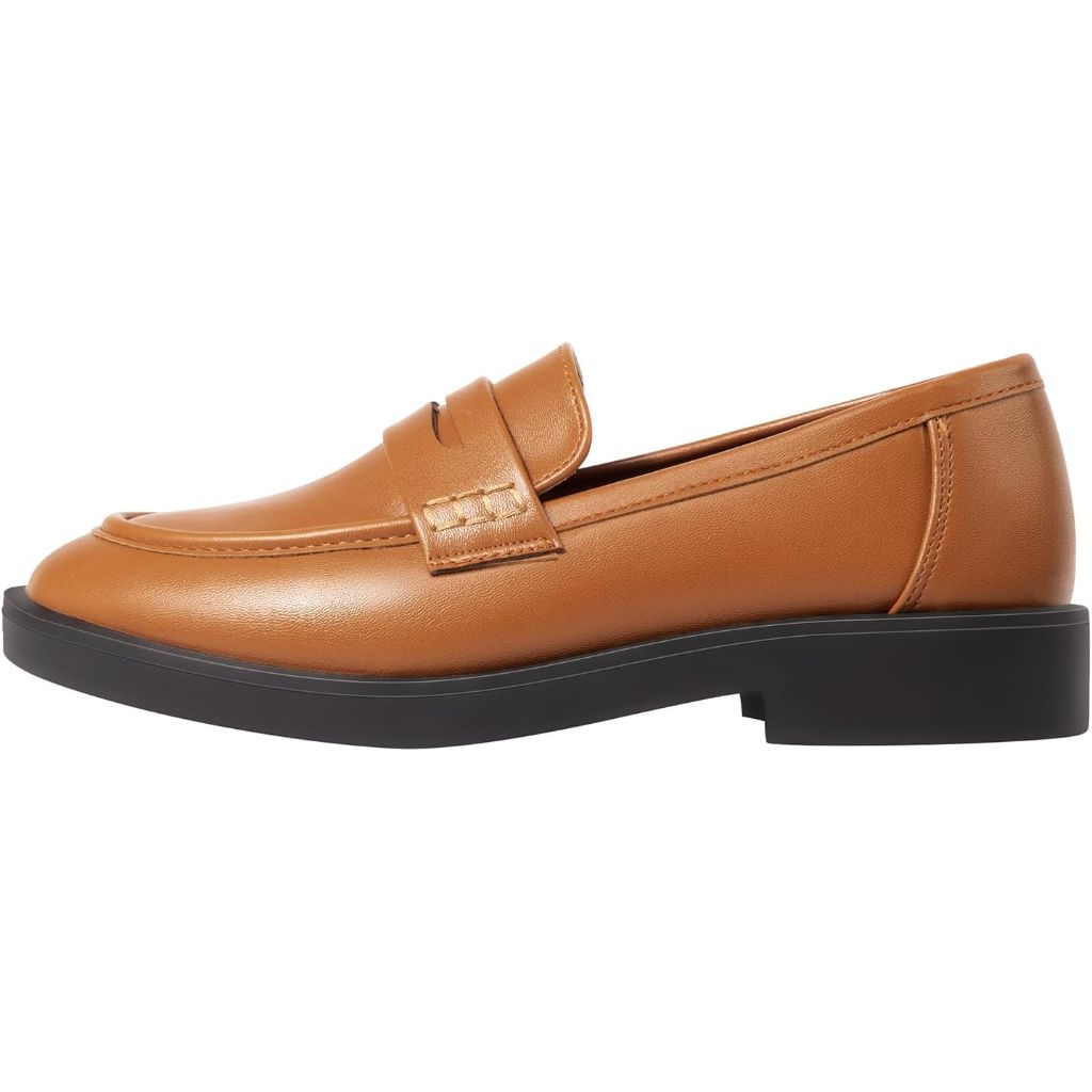 MUSSHOE Women's Loafers with Memory Foam Insole, Lug Sole, and Metal Buckle, Size 8