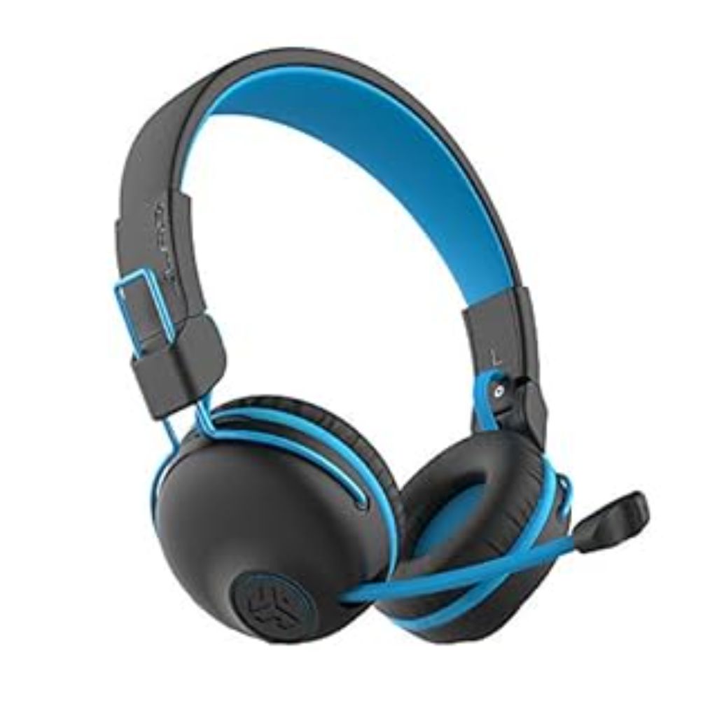 JLab Audio JBuddies Play Gaming Wireless Kids Headset | Blue | Bluetooth | Retractable Boom Mic | AUX Cord Compatible w/ Gaming Consoles - (Damaged Box)