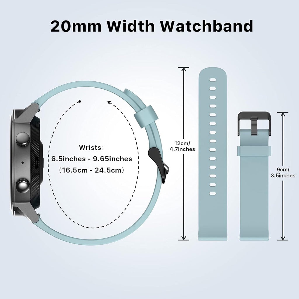 Ticwatch E3 Watch Replacement Band, 20mm, Silicone - Light Blue