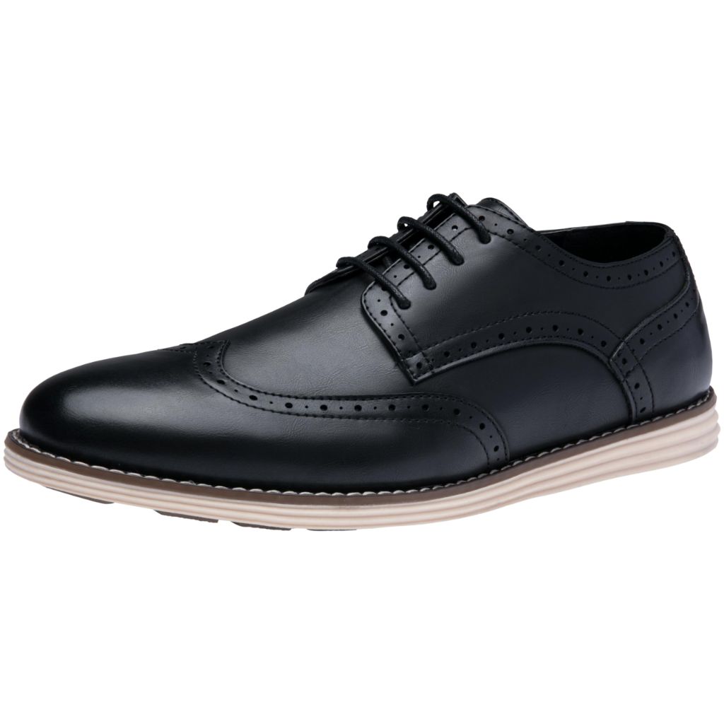 SZ 13, Vostey Mens Wingtip Plain Business Dress Shoes (BMY617A Black )