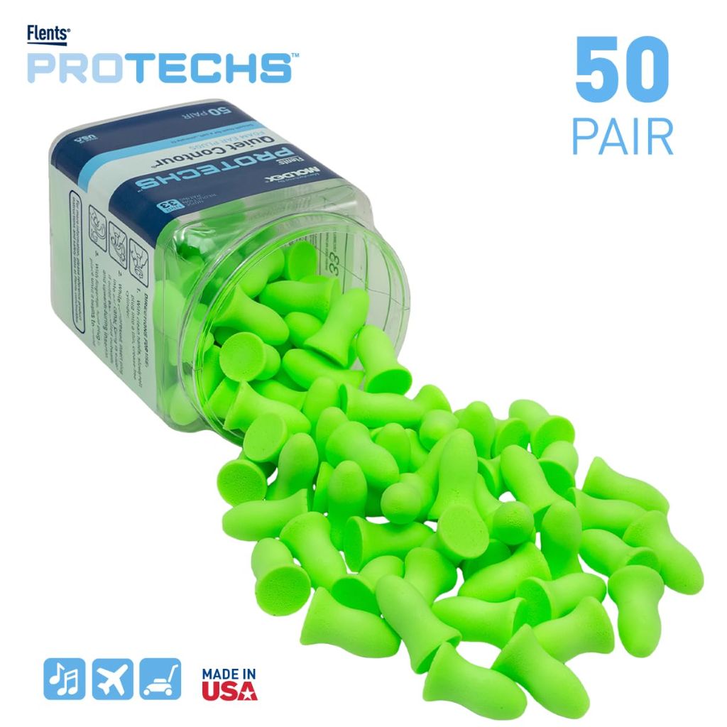 Flents Protechs Foam Ear Plugs, 50 Pair Green