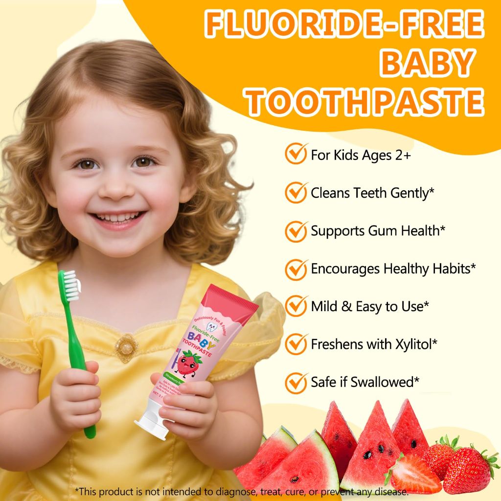YECUCE- Kids Toothpaste, with Low Fluoride, Ages 2 and Up | Strawberry and Watermelon Flavor