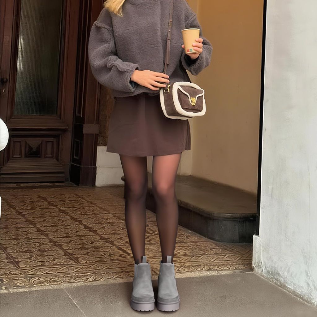 Goldnut Platform Chelsea Ankle Boots for Women - Winter Gray, Size 6