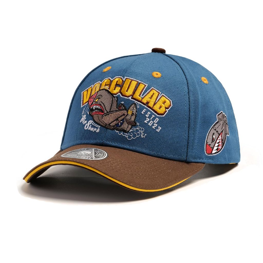 Vogculab Vintage Flying Tigers Embroidered Baseball Cap, Unisex Blue/Brown