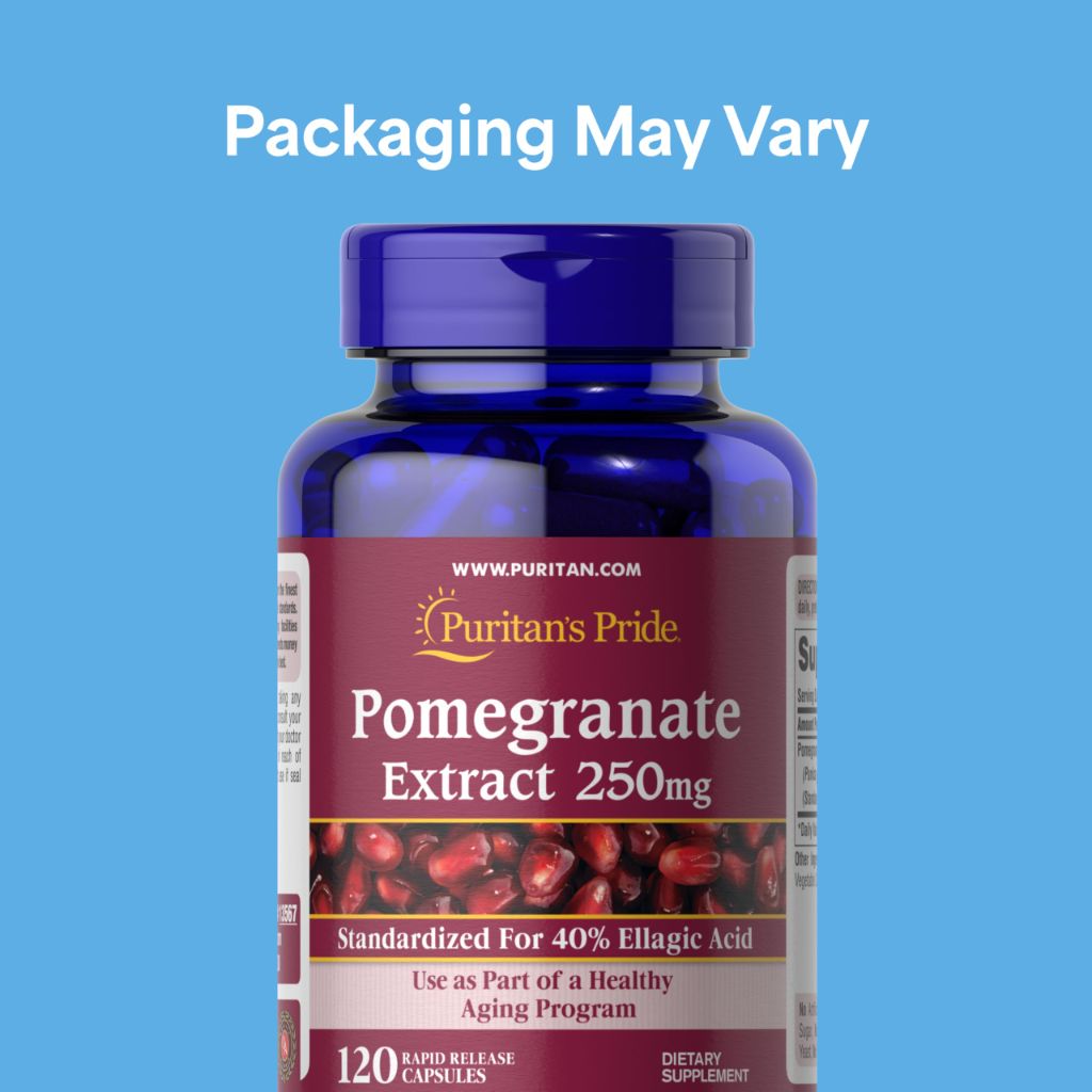 Puritan's Pride Premium Pomegranate Extract 250mg, 120 Rapid Release Capsules (Packaging May Vary)