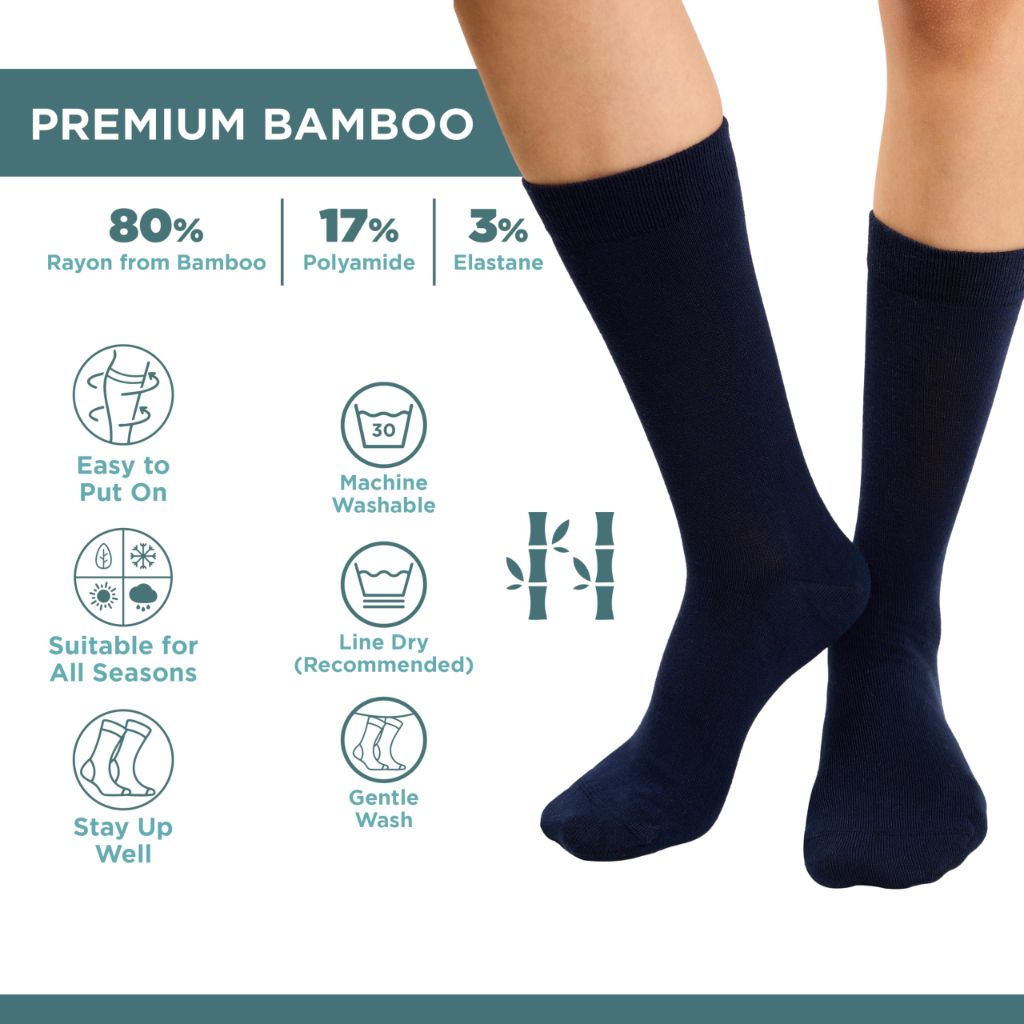 Belinoplus Women's Dress Socks - UltraSoft, Thin, Breathable, Seamless Toe - Non-Binding - Crew Socks for Trouser - 4 Pairs (US, Numeric, 9, 12, Regular, Regular, Navy Blue)