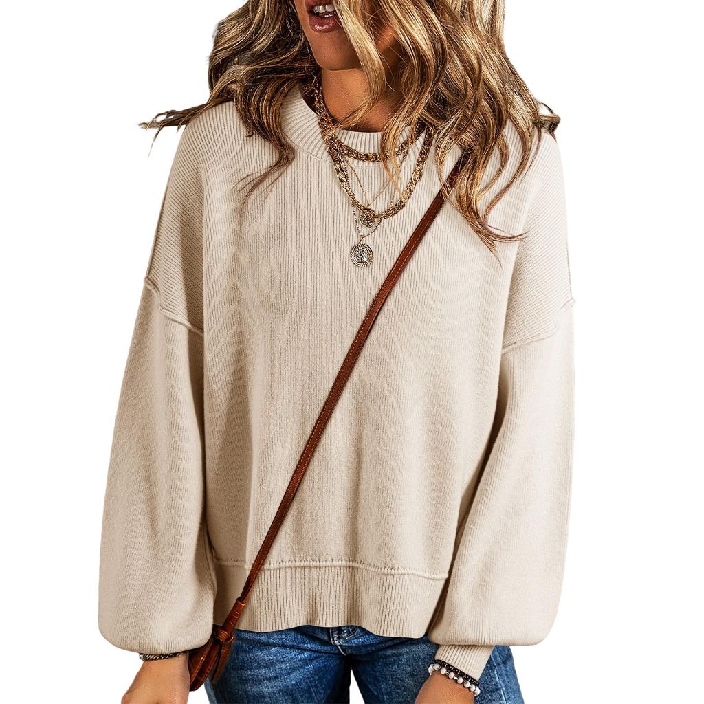 Dokotoo Oversized Sweaters for Women, Apricot, Large