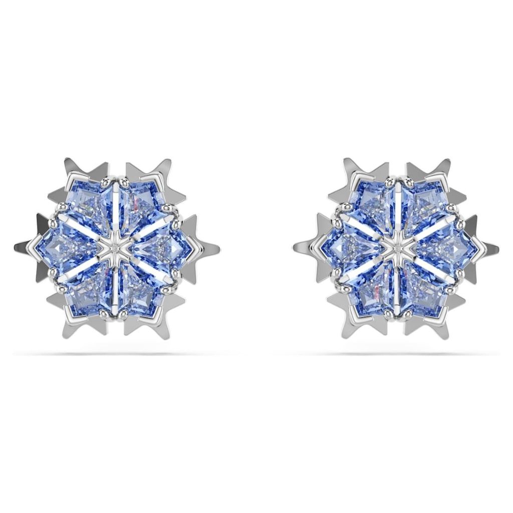 Swarovski Magic Rhodium Plated Blue Zirconia Snowflake Stud Earrings 5734242