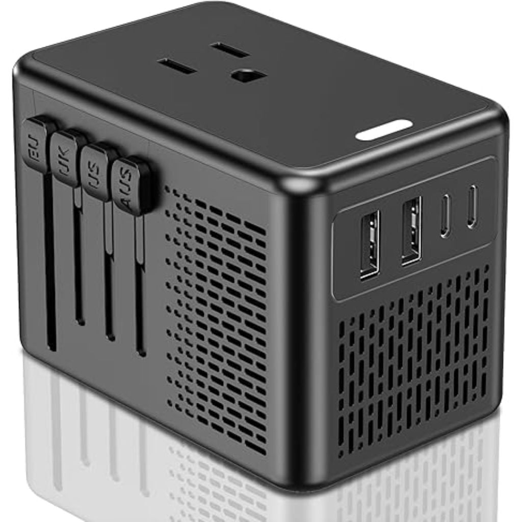IPLUSO 800W Power Converter Adapter Combo, Specially for Hair Dryers, 220v to 110v Voltage Converter with AC Sockets, (Black)
