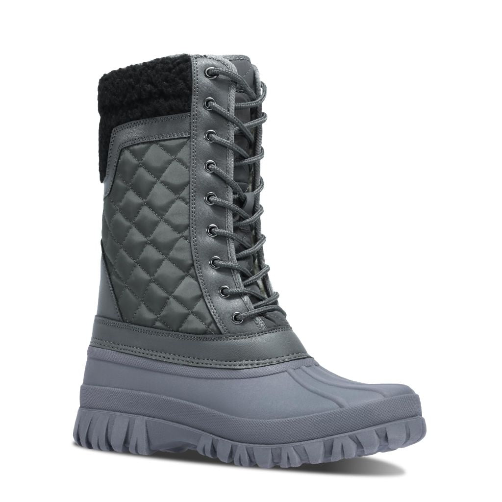 CAMEL CROWN Snow Boots for Women - Waterproof Booties with Warm Fur Grey (Size 6.5)