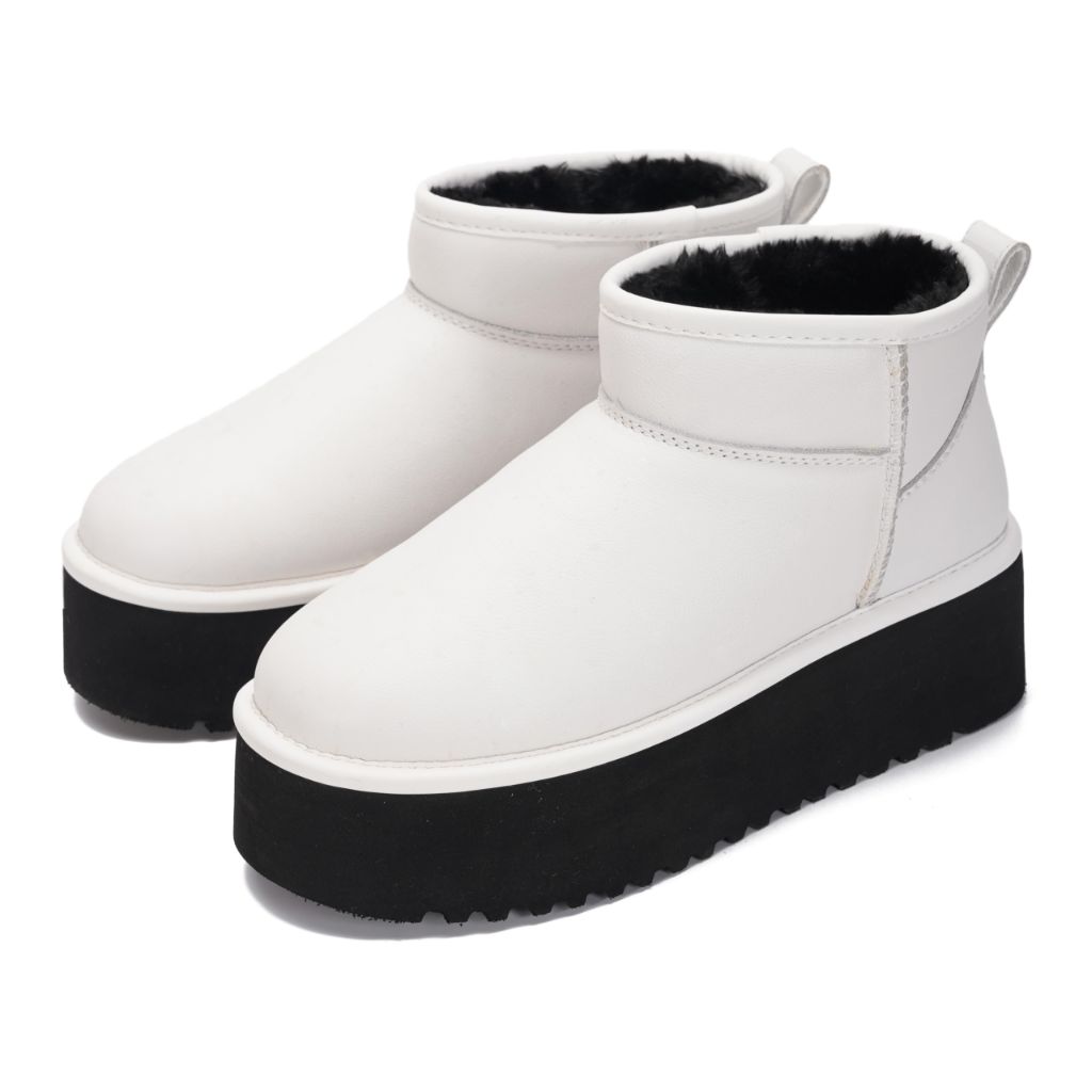 Project Cloud 100% Genuine Leather Ankle Boots for Women, Huggy, White - size 7