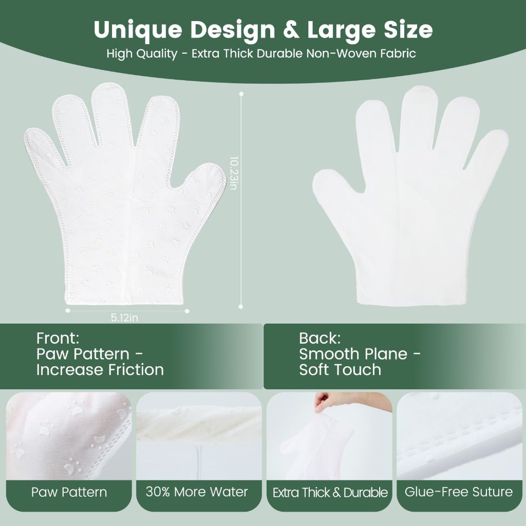 Gardner Pet Extra Thick Pet Glove Wipes for Dogs and Cats, Unscented 24 PCS