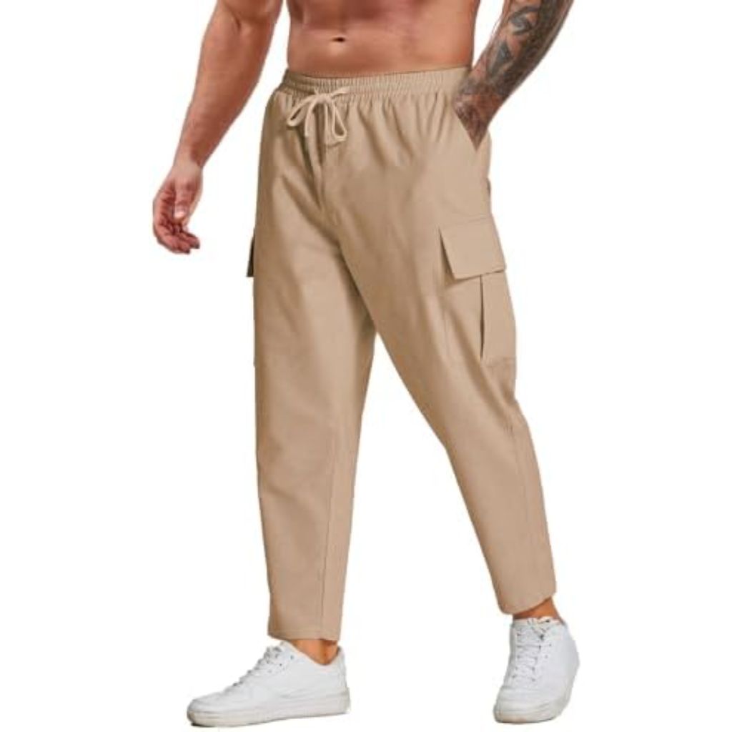 COOFANDY Men's Cargo Sweatpants, Relaxed Fit, Drawstring, Large