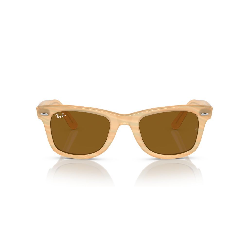 Ray-Ban RB2140F 3171 Original Wayfarer Photochromic Low Bridge Fit Sunglasses - Photochromic Striped Brown/Brown, 52 mm