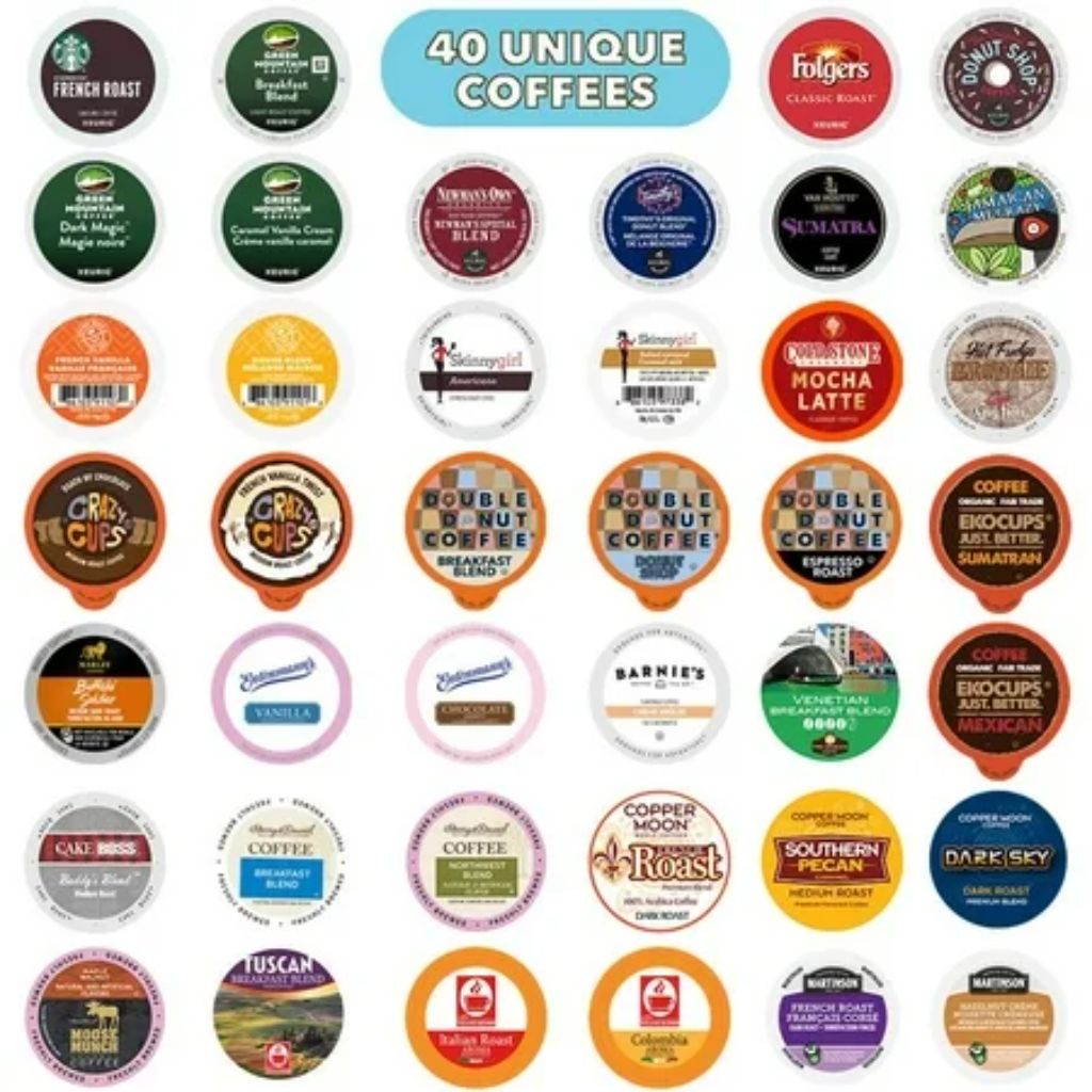 Coffee Pods Variety Pack Sampler  Assorted Single Serve Coffee for Keurig K Cups Coffee Makers  40 Unique Cups 40 Count
