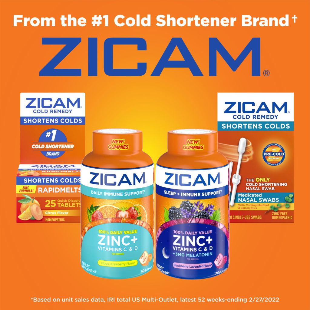 Zicam Daily Immune Support, Gummy Supplement, Citrus Strawberry Flavor, 70 Count