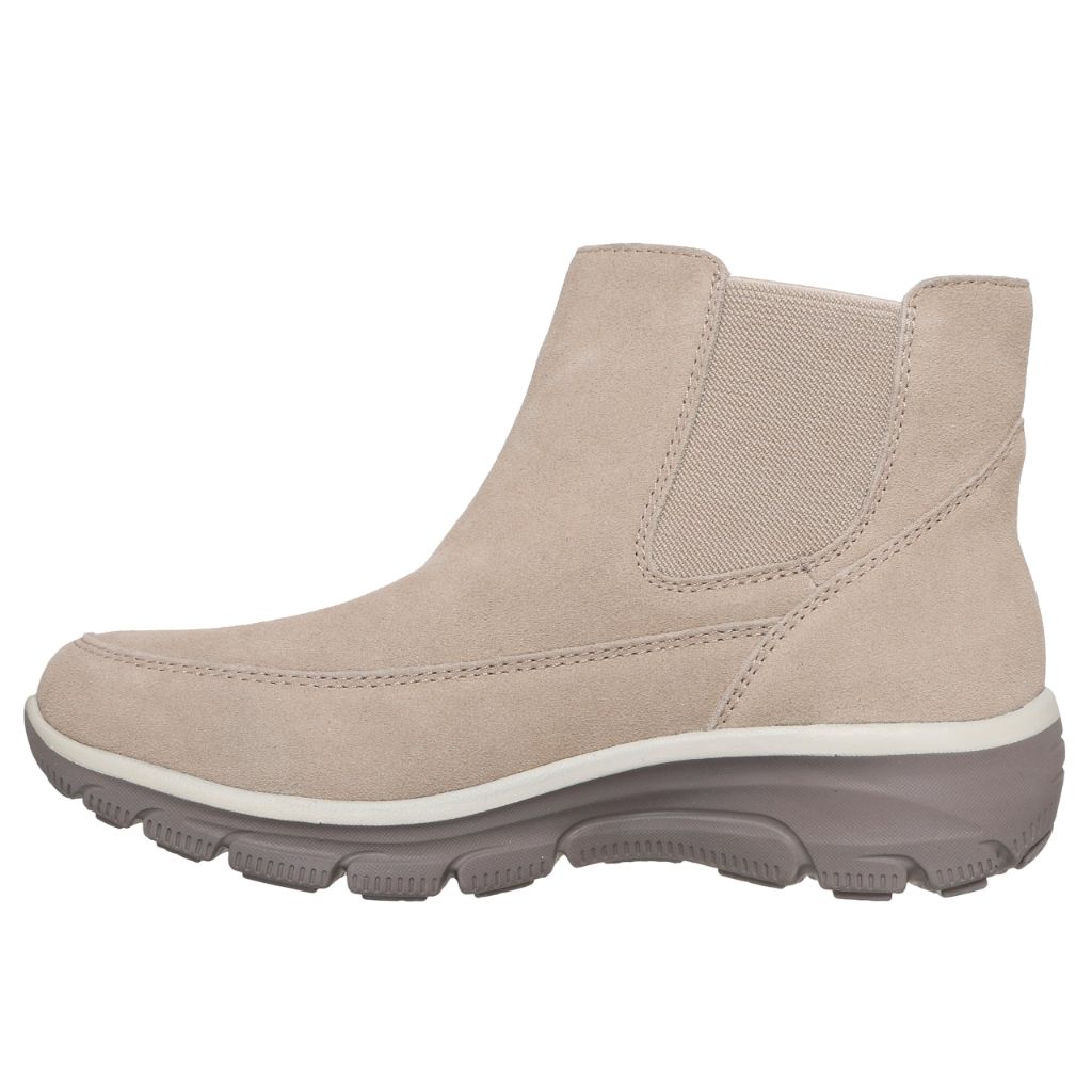 SZ 5.5M, Skechers Women's EASY GOING - CASUAL ICON Hands Free Slip-Ins, Chelsea Suede Boot, Dark Natural