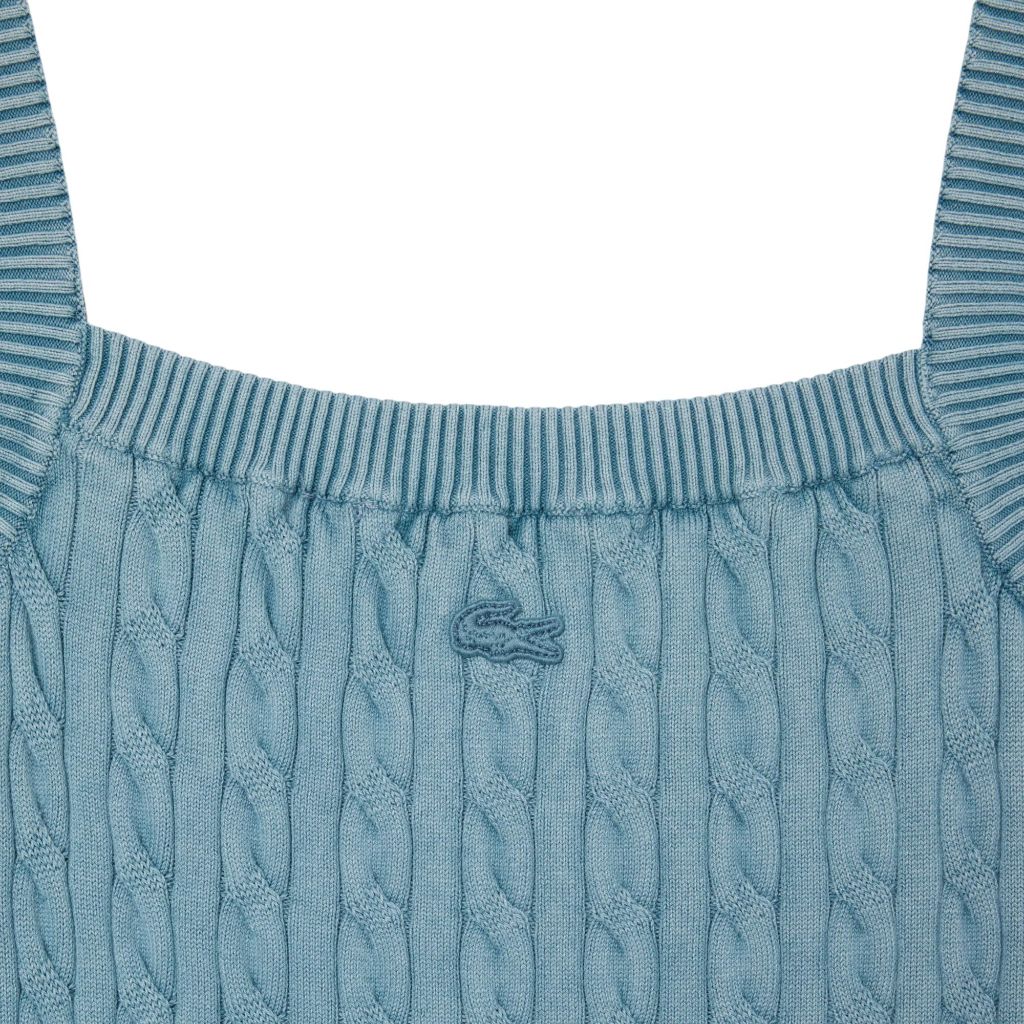 Lacoste Women's Cable Stitch Sleeveless Dress, Dusty Blue, 10