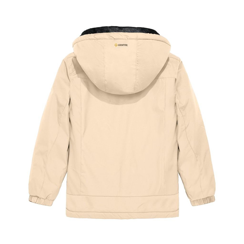 GEMYSE Girl's Fleece Lined Winter Jacket (Beige,8)