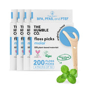 The Humble Co Molar Floss Picks for Teeth, 200 Count (Mint)