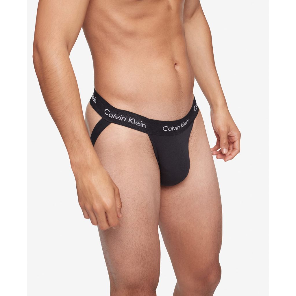 Calvin Klein Cotton Stretch 3pk Jock Strap, Black - size L/G