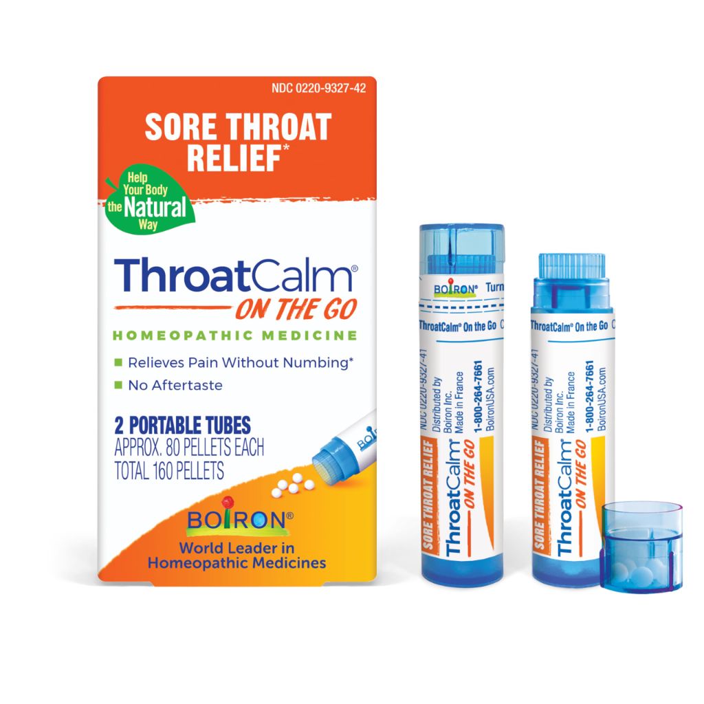 Boiron ThroatCalm On The Go Travel Essential for Relief - 2 Count (160 Pellets)