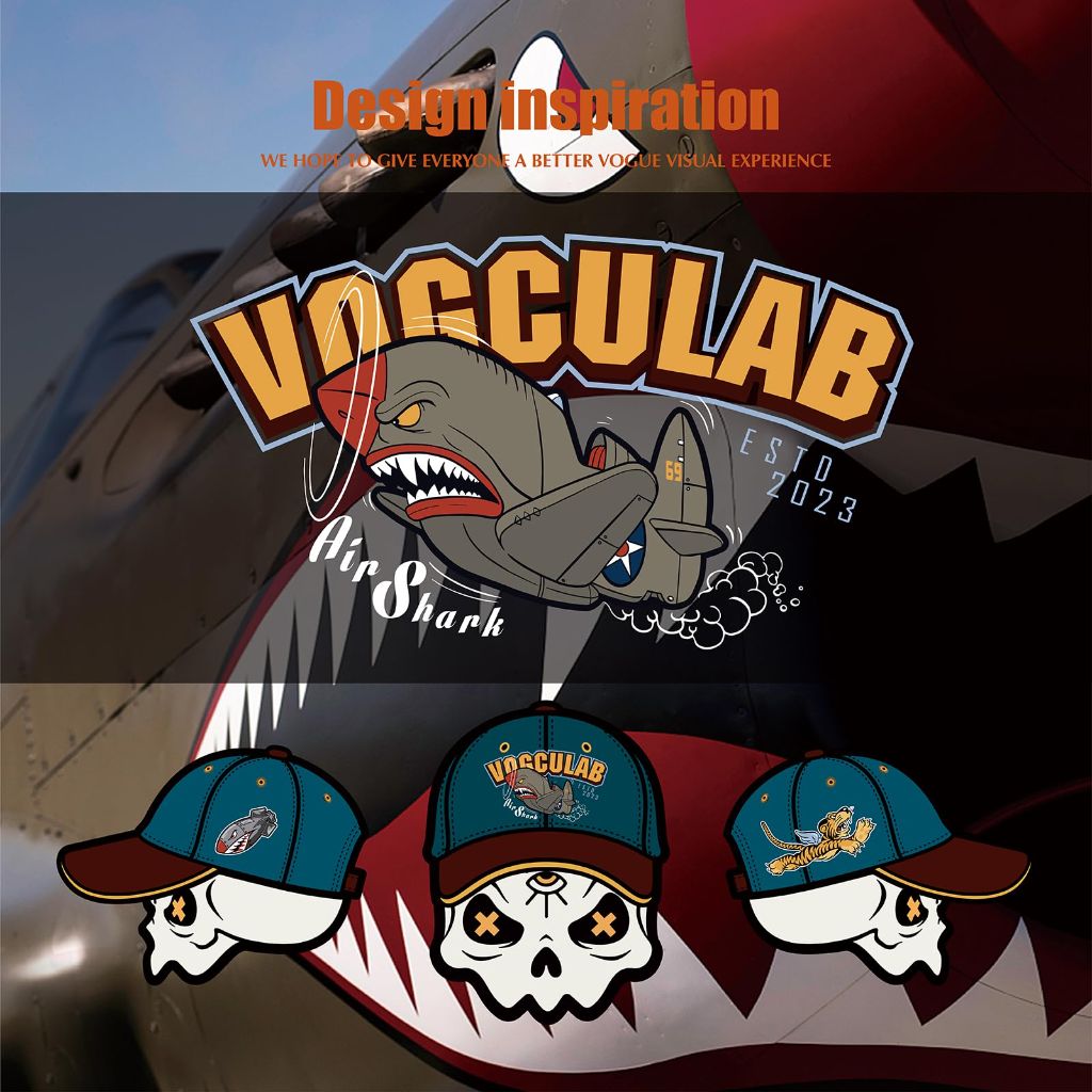Vogculab Vintage Flying Tigers Embroidered Baseball Cap, Unisex Blue/Brown