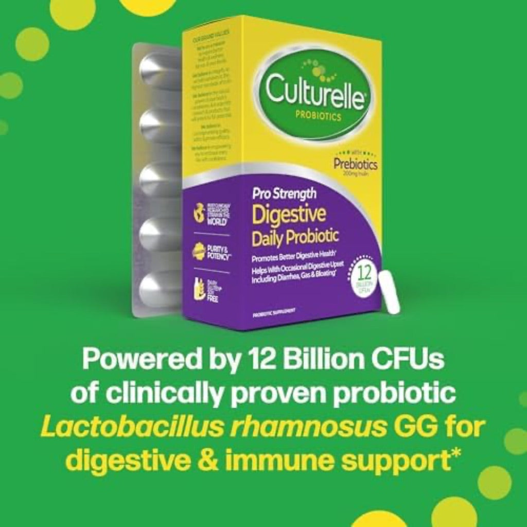 Culturelle Pro Strength Daily Probiotics For Digestive Health with Prebiotics - 60 Count