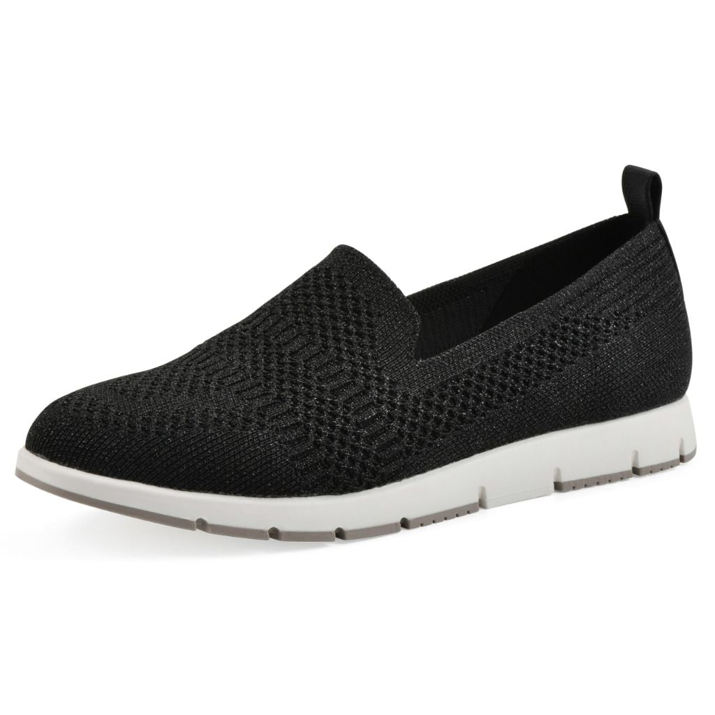 CLIFFS BY WHITE MOUNTAIN Women's Garren Knit Slip-On Sneaker, Black/Glitter/Knit, 10 M