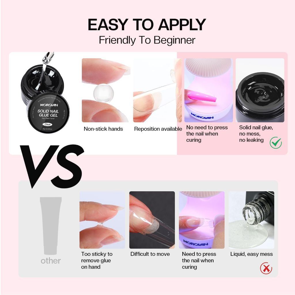 Morovan Solid Nail Glue Gel: No Mess Precision Application