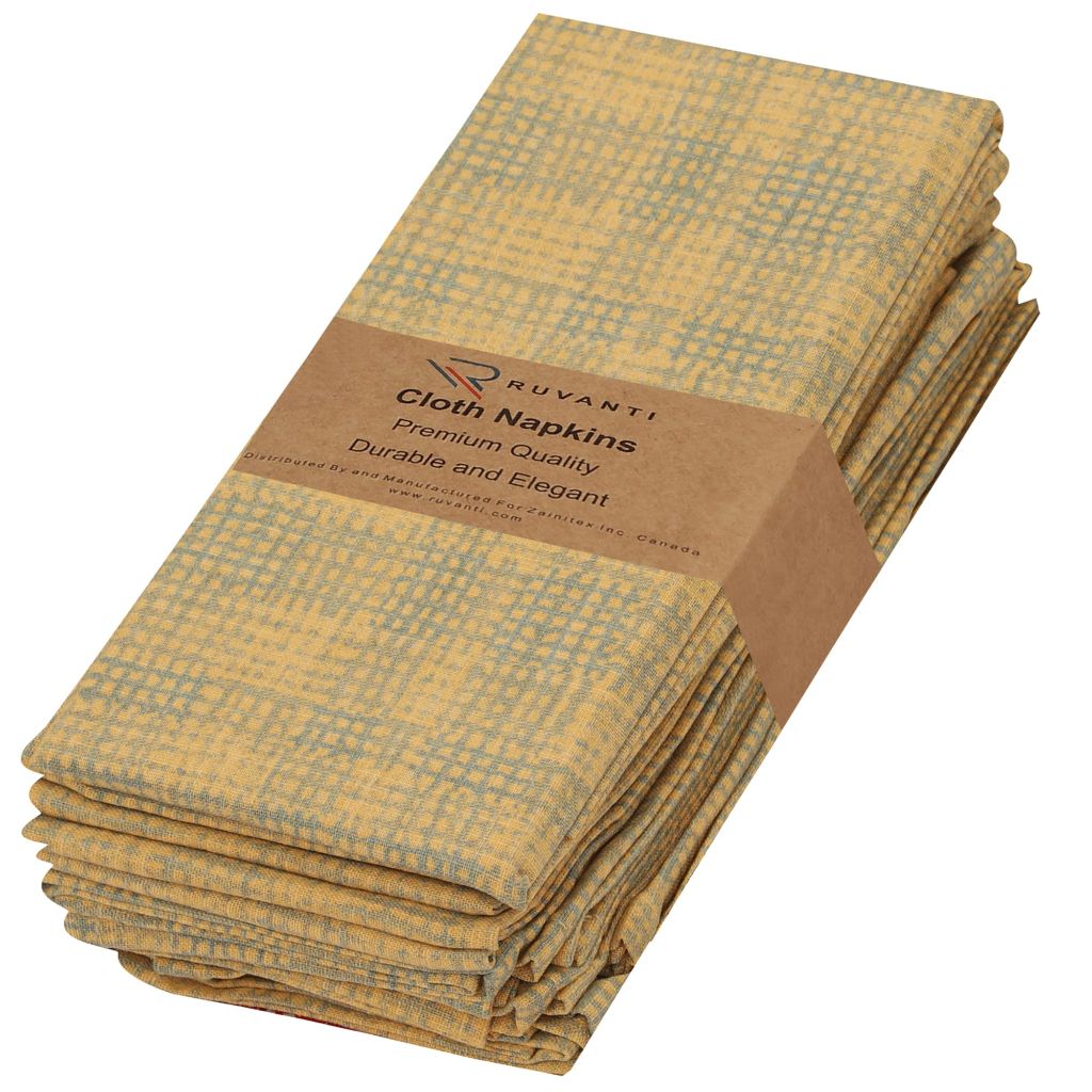 RUVANTI Cloth Napkins Set of 6 Cotton 100%, 18x18 Inches Napkins Cloth Washable
